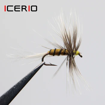 ICERIO 8 ADET Gri Sivrisinek Zebra Kuru Sinekler Alabalık Fly Fishing Lures # 14  5