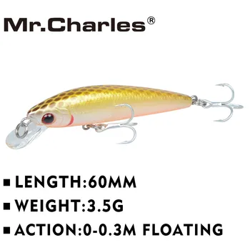 Mr. charles CMC029 Balıkçılık Cazibesi 60mm / 3.5 g 0-0. 3 m Yüzen Shad Kaliteli Profesyonel Minnow Sert Yemler 3D Gözler Simüle  5