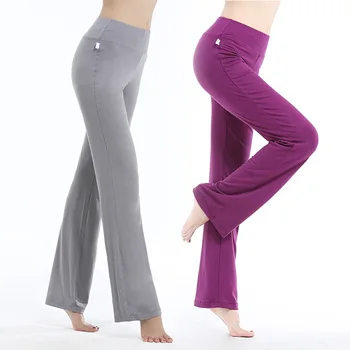Kadınlar Yoga Pantolon sıkı Yumuşak Yüksek rise Düz Gevşek tayt salonu Spor koşu yoga pantolon Açık rahat Sweatpants  10