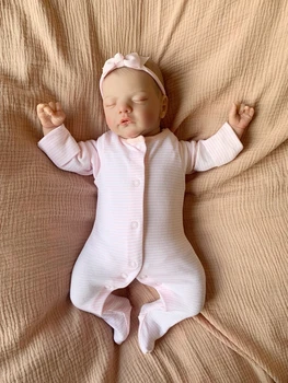 NPK 49CM Yenidoğan Bebek Boyutu Gerçekçi Yeniden Doğmuş Bebek Uyku Sam El Boyalı 3D Cilt Görünür Damarlar ile Sanat Bebek  5