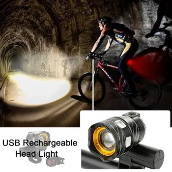 T6 LED Bisiklet Ön Kuyruk İşık Seti USB Şarj Edilebilir Dahili Pil MTB Yol Bisikleti Torch Far Bisiklet Lambaları El Feneri  10