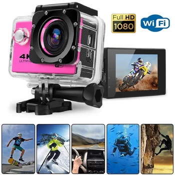 Ultra HD 4K Eylem Kamera 30fps / 170D Sualtı Su Geçirmez Kask Video Kayıt Kameraları WiFi 2.0 