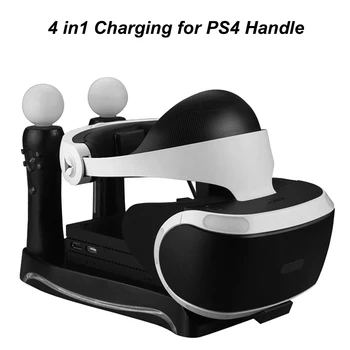 PS4 Kolu Dört Şarj PS4 Hareket / PS4 VR Gamepad Çok Fonksiyonlu Şarj Koltuk Şarj Ekran Lambası 4 in1 Şarj Aksesuarları  5