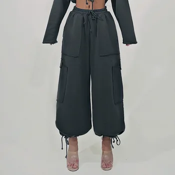 Kore Moda Kadın Giyim Streetwear Kadın Harajuku Baggy Kargo pantolon Kadın Sweatpants Y2k Giysileri Düşük belli Pantolon  5