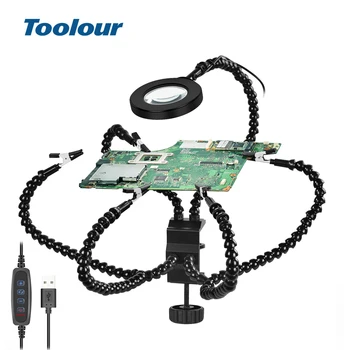 Toolour Çok Lehimleme İstasyonu Yardım Üçüncü El Standı ile 8 ADET Esnek Kolları Masa kelepçe Tutucu PCB Kaynak Onarım Aracı  5