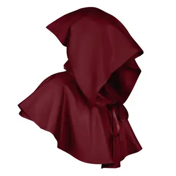 Unisex Yetişkin Çocuk Cadılar Bayramı Pelerin kapüşonlu ceket Cosplay Yetişkin Düz Renk Dantel-up Şeytan Pelerin Festivali Ortaçağ Kostüm  4