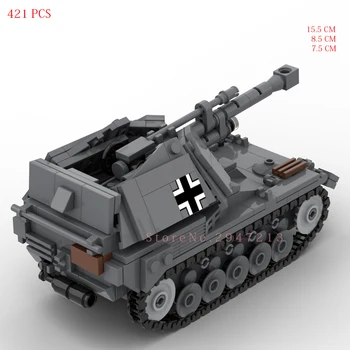 sıcak İkıncı Dünya Savaşı askeri araçlar Wespe Sd.Kfz.124 Almanya ordusu silah Tanksavar silah modeli tuğla Blitz savaş yapı blok oyuncaklar hediye için  10
