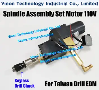 Tayvan Döner Kafa anahtarsız matkap aynası 0-3mm Seti EDM Matkap.Chmer,Ridong için ayarlanmış 110V motorlu döner kafa  4