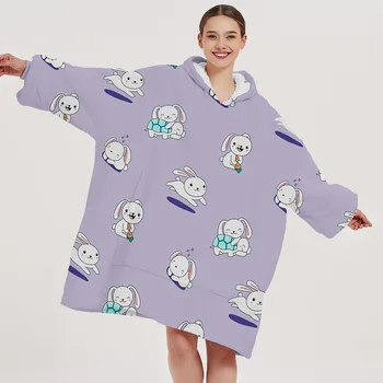 Kadın tembel battaniye TV battaniye rahat hoodie baskılı kazak kış  5