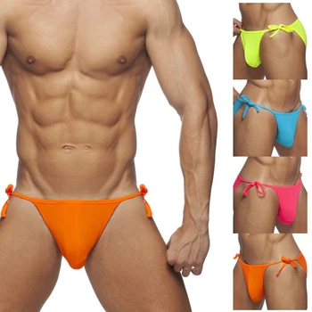Erkek mayoları Düz Renk Seksi Dantel-Up Low-Rise Bikini Yüzme Plaj Sörf Banyo Tatil Mayo Yeni Eşcinsel Şort Erkekler  10