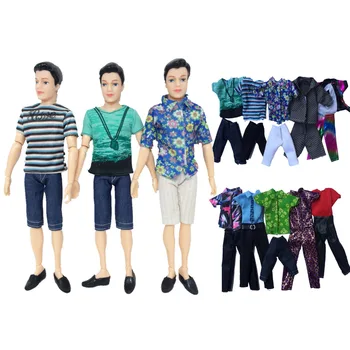 5 Takım Moda gündelik giyim Bebek Oyuncak Giysileri Ceket Pantolon Kıyafet Aksesuarları Erkek Çocuk Ken Barbie Bebekler Çocuklar Doğum Günü Çocuklar Hediye  5