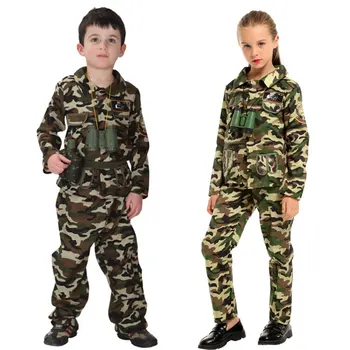 Umorden Erkek Kız Özel Kuvvetler Asker Kostüm Çocuk Çocuklar için Ordu Askeri Kamuflaj Meslek Üniforma Oyunu Rol Oynamak  5