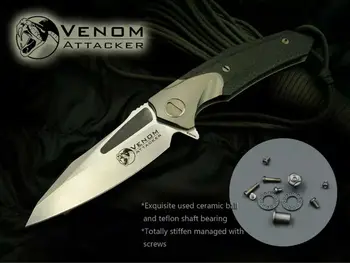 Kevın John Venom Bıçak SALDIRGAN M390 Blade Titanyum Karbon Fiber Kolu Survival Açık Avcılık Hediye Koleksiyonu Bıçaklar  10