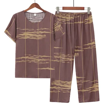 Fdfklak Baskılı Yeni Pamuk Kadın Pijama Set Artı Boyutu Kısa Kollu Kırpılmış Pantolon Ev Takım Elbise Orta Yaşlı Anne Pijama XL-4XL  10