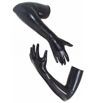 Lateks Eldiven Erkekler İçin Uzun Lastik Eldiven Düz Renk Artı Boyutu XS-XXL Eldiven Sadece Siyah  10