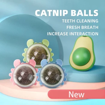 Yeni Catnip Kedi Duvar Stick-On Topu Oyuncak Dönebilen Avokado Dönebilen Oyuncak Kedi Aksesuarları Molar Diş Macunu Yenilebilir Bolus Diş Temiz  5