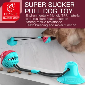 Fenice Köpek Oyuncak Pet Köpek İnteraktif Vantuz İtme TPR Topu Oyuncaklar Molar Bite Oyuncak Elastik Halatlar Köpek Diş Temizleme Çiğneme  5