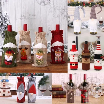 Noel Süslemeleri Ev için Noel Baba şarap şişe kapağı Kardan Adam Çorap Hediye Sahipleri Noel Navidad Dekor Yeni Yıl Hediye  5