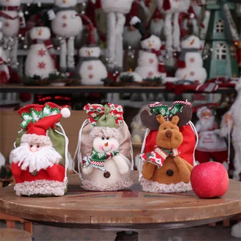 Noel Baba Çuval Bezi hediye çantası Şeker Elma Kolu Çanta için Noel Ağacı Süsleri Ev Masa için Yeni Yıl 2022 Noel Noel Hediyeleri  5