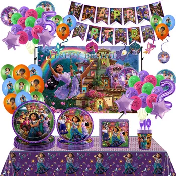 Disney Encanto Mirabel Doğum Günü Balonları Dekorasyon, Encanto Mirabel Tek Kullanımlık çatal bıçak takımı kağıt tabak Kağıt Bardak Doğum Günü Partisi  5