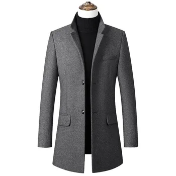 Yeni Erkek Yün Karışımları Takım Elbise Tasarım Yün Ceket Erkekler Rahat kış Kalın sıcak Trençkot Rüzgarlık Ceketler Ceket Drop Shipping 1901  5