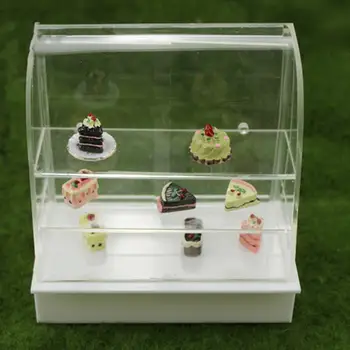 Bebek Evi Minyatür Dükkanı Ekran Ekmek Kek Dolabı Rafları Modeli Zanaat Dekor Aksesuarları çocuk Oyuncakları  5