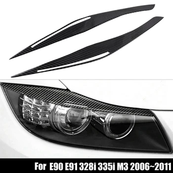 Karbon Fiber Far Gözkapağı Kaş Kapağı Çıkartmalar Trim için BMW E90 E91 328İ 335İ M3 2006-2011  10
