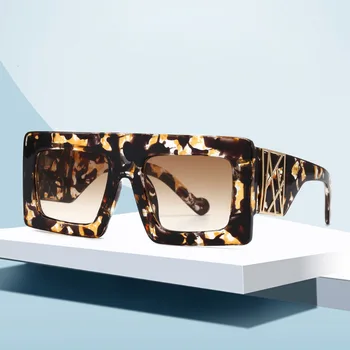 Yeni Büyük Boy Kare Güneş Kadınlar 2020 Lüks Marka Moda Leopar Siyah güneş gözlüğü Erkekler Gafas Gölge Ayna Visor Oculos  10