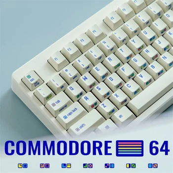 153 Tuşları Commodore 64 C64 Tema Keycaps PBT Boya Süblimasyon Anahtar Caps Retro Kiraz Profil Keycap ISO 7U Boşluk Girin İle   5