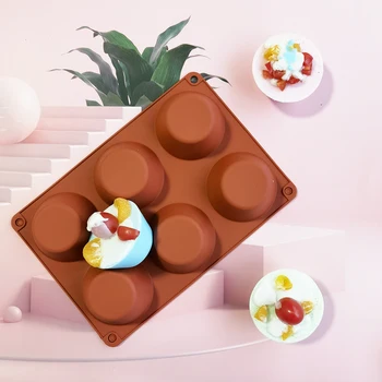 6-Cup Silikon muffin kalıbı Yapışmaz Kek Kalıpları fırın tepsisi Cupcake Tarts Yumurta Isırıkları Düzenli Boyut Silikon Kalıp aracı 6 cavitie  3
