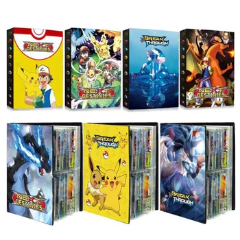 Pokemon Kartları Tutucu 120 Cepler Yüksek Kapasiteli Oyun Kartı Koleksiyonu Kitap Karikatür Resimleri Kurulu Oyun Depolama Albümü  5