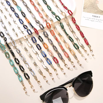 Moda Akrilik Düğme Bağlantı Zincirleri Gözlük Maskesi Zincirleri Kordon Güneş Gözlüğü Gözlük Tutucu Askı Gözlük Boyun Kadınlar Takı İçin  10