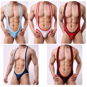 2021 Yeni Erkek Seksi Mesh Bodysuit Jockstrap Bodywear İç Çamaşırı güreş atleti Leotard Tulumlar Askı Seksi İç Çamaşırı  5