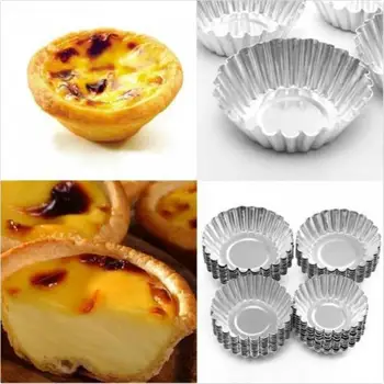 10 adet Yapışmaz Dalgalanma Alüminyum Alaşım Yumurta Tart Kalıp Çiçek Şekli Kullanımlık Cupcake ve Muffin kek kapları Tartlets Tavalar  3