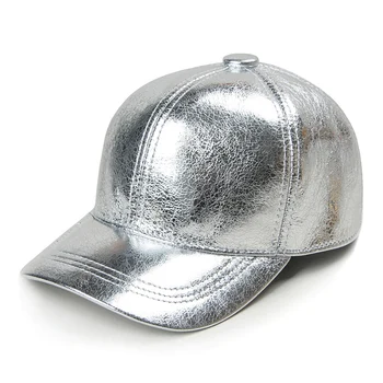 Kış Unisex Hakiki Deri Beyzbol Şapkası Erkek Kadın Açık Rahat Parlak Altın / Gümüş Hip Hop Şapka Hokeyi Snapback Chapéu  10