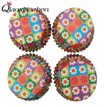 Qianxiaozhen 100 adet Çiçek Pişirme Kalıp Cupcake Kağıt Bardaklar Kağıt Kek Pişirme Fincan Bakeware Cupcake Sarıcı Düğün Malzemeleri  10