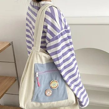Kore tipi omuz çantası Kadınlar için Kadife Kadın Çanta Pamuklu Bez Alışveriş Çantaları Bayanlar Tote Alışveriş Büyük Öğrenci Kitap Çantası  5