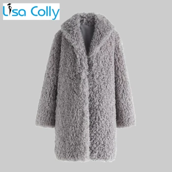 Lisa Colly Sahte Kürk Kadın Faux Kürk Palto Kadınlar Lambswool Ceket Kadın Kış Kalın Kürkler Palto Paltolar Kadınlar Uzun Dış Giyim  5