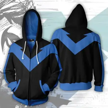 Süper kahraman Nightwing Cosplay Kostüm Nightwing Hoodie Kazak Ceket Hoodie Cosplay Üst Erkekler Kadınlar için Spor  10