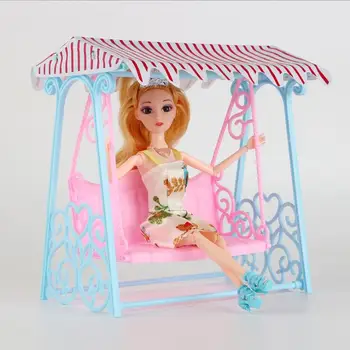 Moda barbie salıncak Varış Bebek Aksesuarları Salıncak Barbie Oyuncak Oyna Pretend Kız için Rahat Güneş Bahçe Sallanan  5