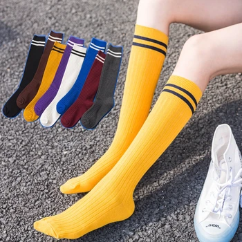 Yeni Stil Kadın Kore ve Japon Orta Tüp Buzağı Jartiyer İki Çubuklu İlkbahar ve Sonbahar Yüksek Tüp Diz yüksek Spor Öğrencileri  10