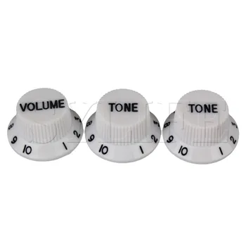 3x Elektro Gitar Silindir Şapka Ses Tonu Kontrol Düğmesi Beyaz Plastik 5.5 mm Dia Delik  5