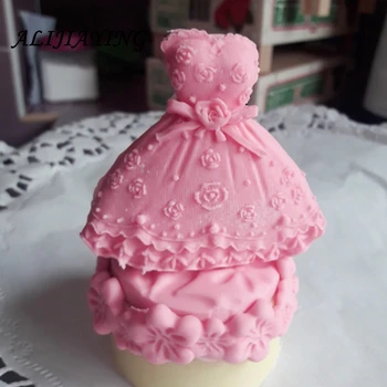1 Adet Elbise Etek Prenses 3D Kek Kalıbı Çikolata silikon kalıp Sabun Fondan Kek Dekorasyon Araçları Mutfak Pişirme İçin D0011  5