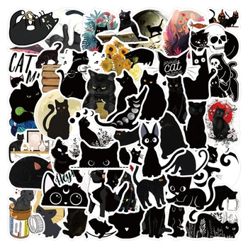 10/50 Adet Zarif Sevimli Siyah Kedi Hayvan Graffiti Çıkartmalar Süslemeleri Gitar Bisiklet Kaykay Sırt Çantası Motosiklet Su Geçirmez Etiket  10