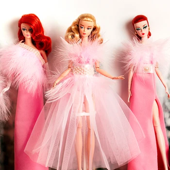 Barbie için Barbie Elbise için 30cm Pembe Tüy Prenses Elbise Bebek Kıyafetler Düğün Parti Elbise 11.5
