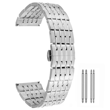 24mm Paslanmaz Çelik Zarif Kelebek Toka gümüş saat Bandı Metal Kol Saati Sapanlar Yedek Watchband Erkekler Kadınlar için  10