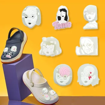 1PCS Japon kız Ayakkabı Takılar Koyu Korkunç Filmde Ayakkabı Aksesuarları göz Kanama Parlayan Portre Timsah Dekorasyon Baş   10