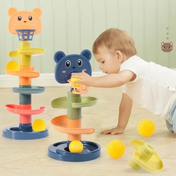 Bebek oyuncakları Haddeleme Topu Kazık Kulesi Erken eğitici oyuncak Çocuklar İçin Dönen Parça İnce Motor Eğitim İstifleme Oyuncaklar Çocuklar İçin  5
