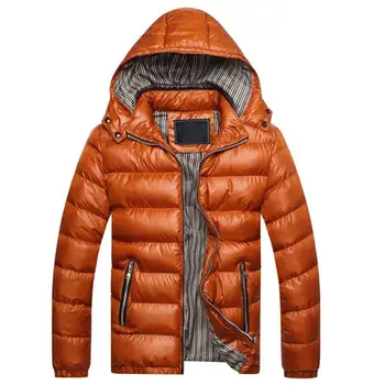 Winter Warm jackets for men Solid Color Hooded Long Sleeve Zip Up Pocket Down Quilted Coat ​erkek mont куртка зимняя мужская  5