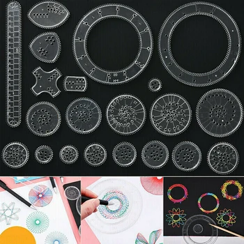 22 adet Spirograph Çizim oyuncak seti Birbirine Dişliler Tekerlekler Geometrik Cetvel Çizim Aksesuarları Yaratıcı Eğitici Çocuk Oyuncak  4